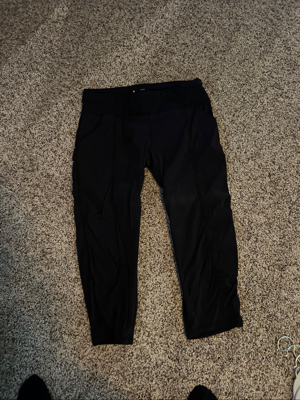 Lucy Black Capri Active Pants with Drawstring Waist